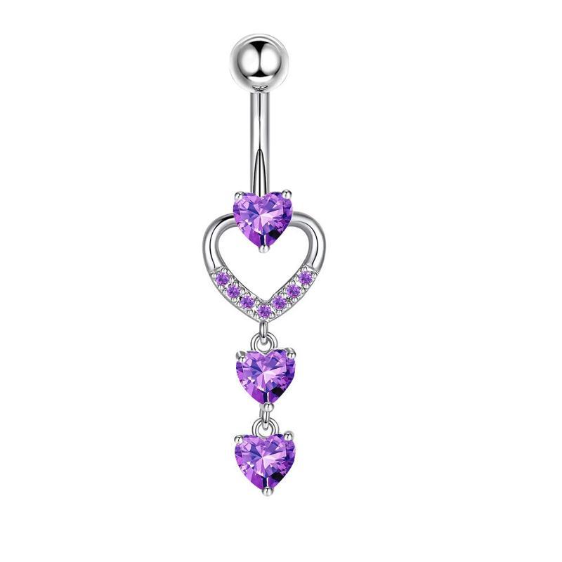 1Pcs Stainless Steel Cross-Border Hot-Selling Love Belly Button Ring 14G Tassel Pendant With Zirconia Belly Button Stud