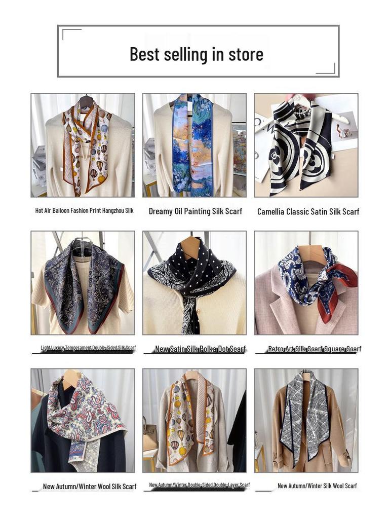 Elegant Thickened Mulberry Silk Twill Scarf/Shawl - Dual-Color Print for Women