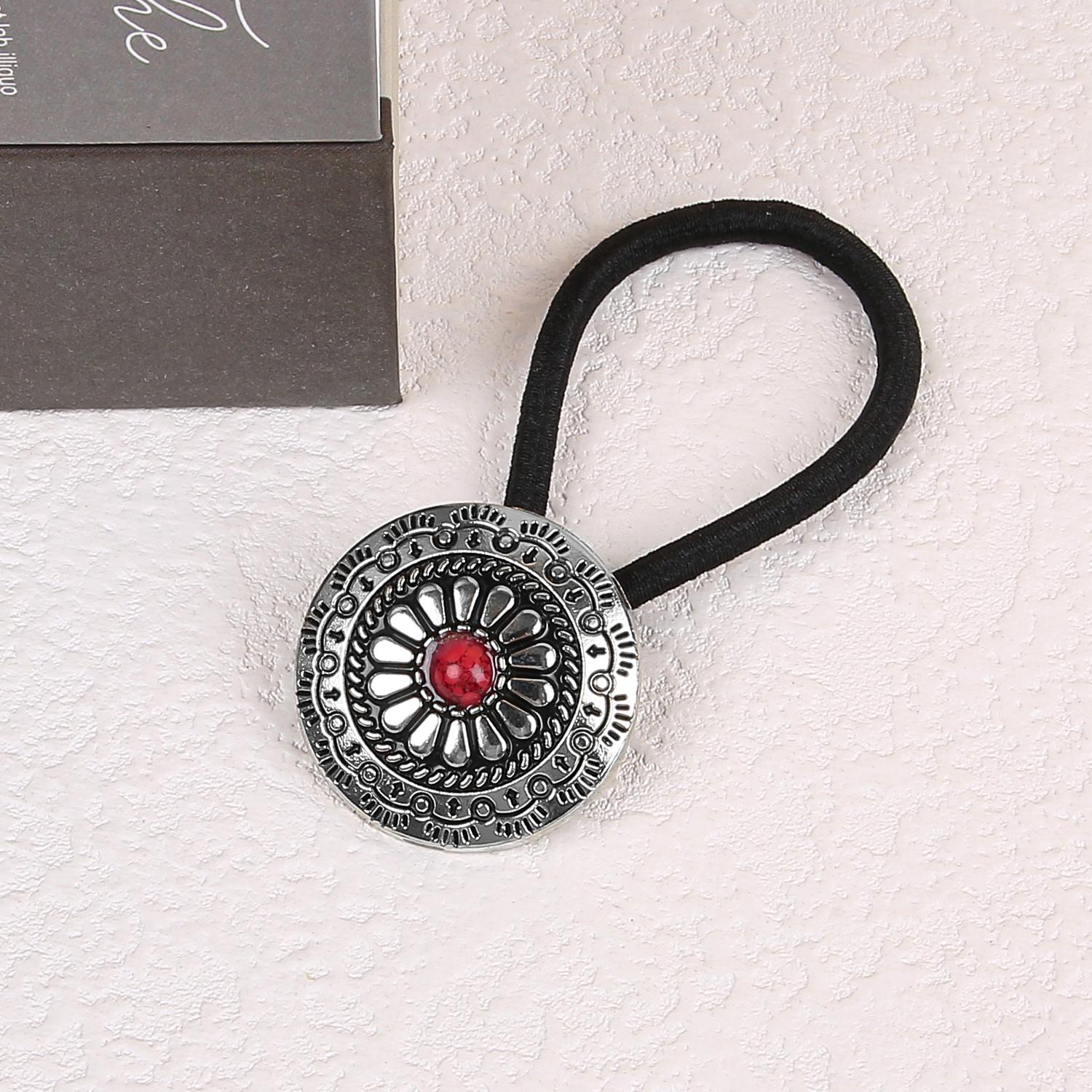 

1/4 шт. Модные резинки для волос с цветами, персонализированная ретро бирюзовая повязка на голову, американский западный ковбой, цветочные скранчи, головной убор