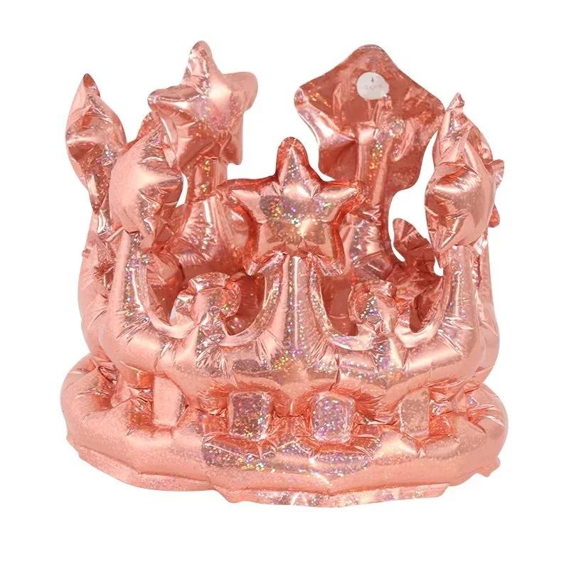 Inflatable Gold Crown Aluminum Foil Balloon Adult Happy Birthday Hat King Toy Party Cap Decoration Baby Shower Festival Supplies