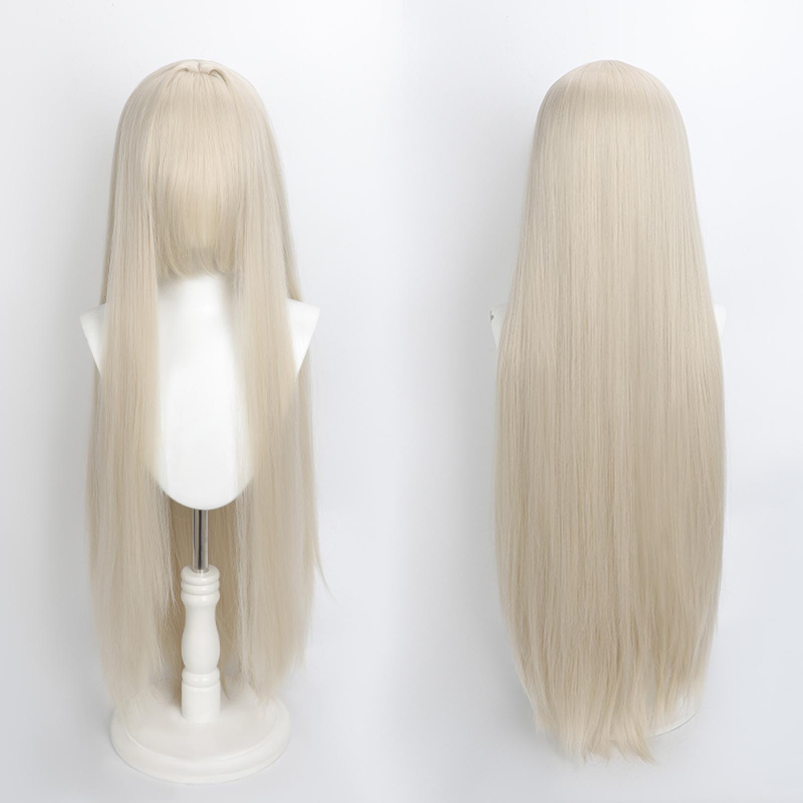 100cm Kleurrijke Pruik Lang Recht Cosplay Anime Kostuumfeest Pruiken Synthetische Hittebestendige Pruik 40inches beige