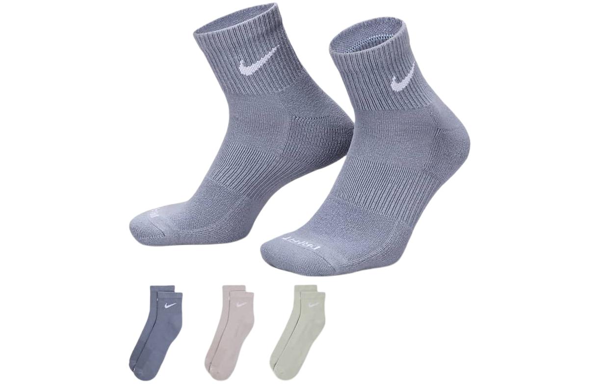 Nike Crew Socks Unisex 3 Pack Gray Slate Blue SX6890-933 L