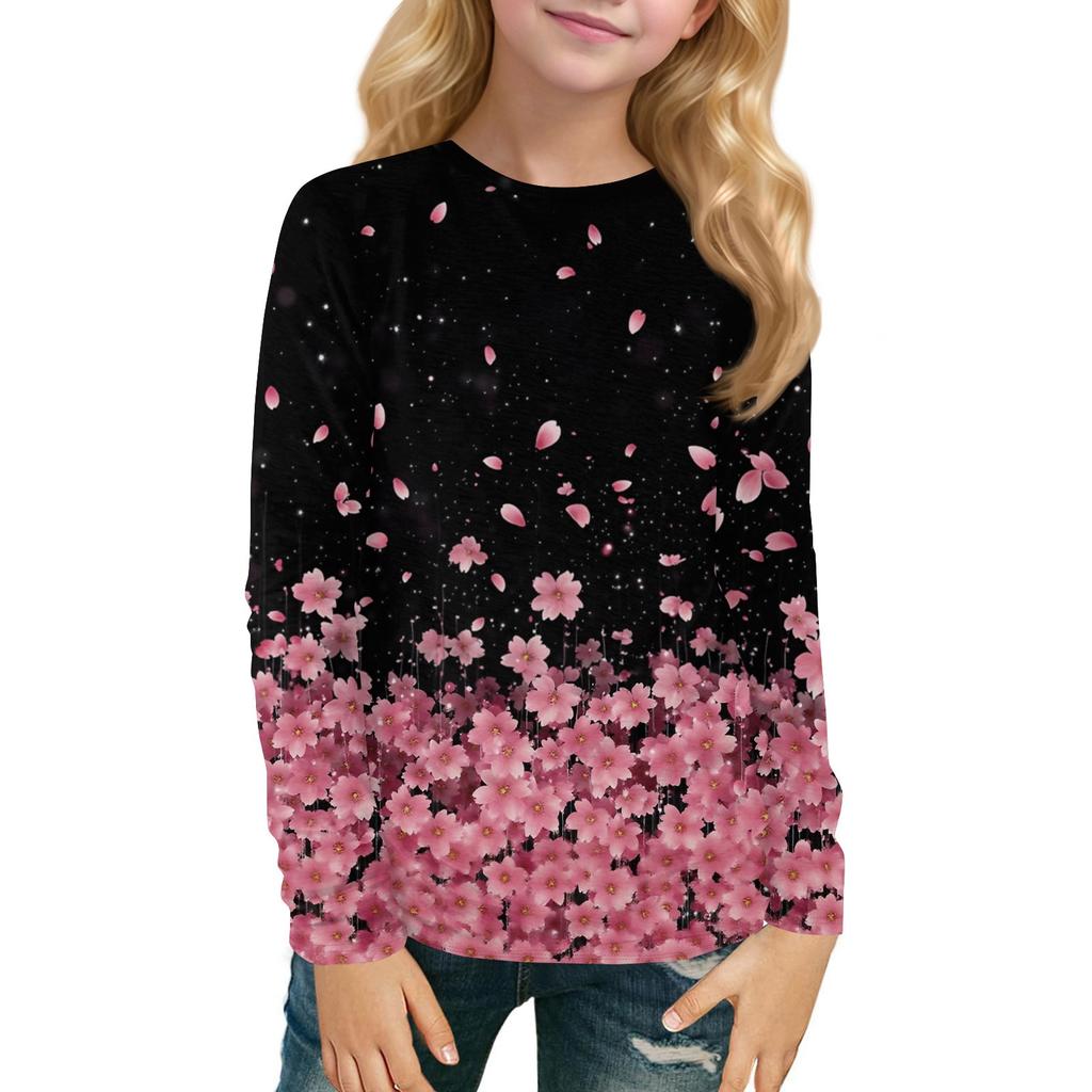 Top a maniche lunghe girocollo da bambino stampato casual quotidiano