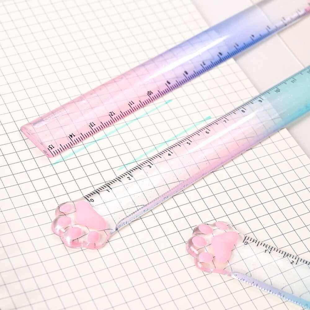 1 Piece Cute Kitty Cat Paw Straight Ruler Kawaii Stationery Funny Drawing Gift Korean Office School Measuring Drawing
