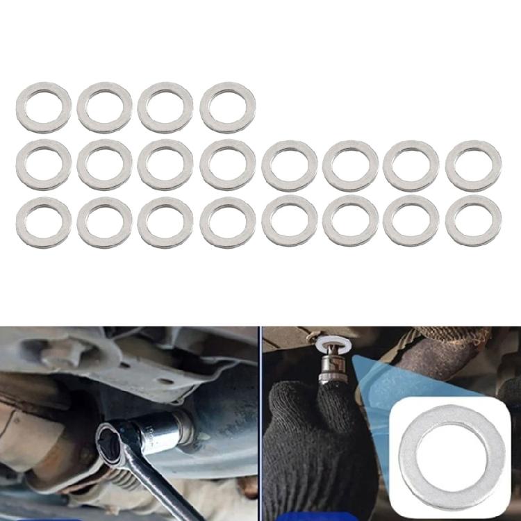 20Pcs Car Engine Bottom Oil Drain Plug Seal Washers Replacement Aluminum 14MM Seal Gaskets Auto Accessories