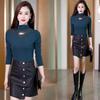 Autumn and Winter Double-sided German Velvet Bottoming Shirt for Women Long-sleeved Slim-fitting Half-high Collar Versatile Western-style Top T-shirt