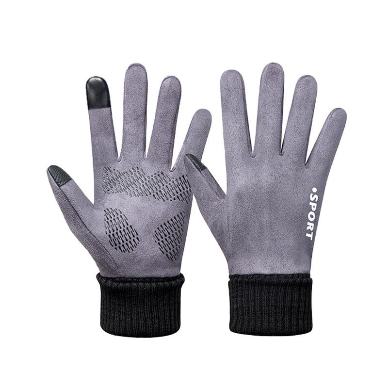 Men's Suede Plush Windproof Touchscreen Gloves for Autumn/Winter: Warm, Non-slip, Ideal for Hiking, Cycling, Driving, and Running