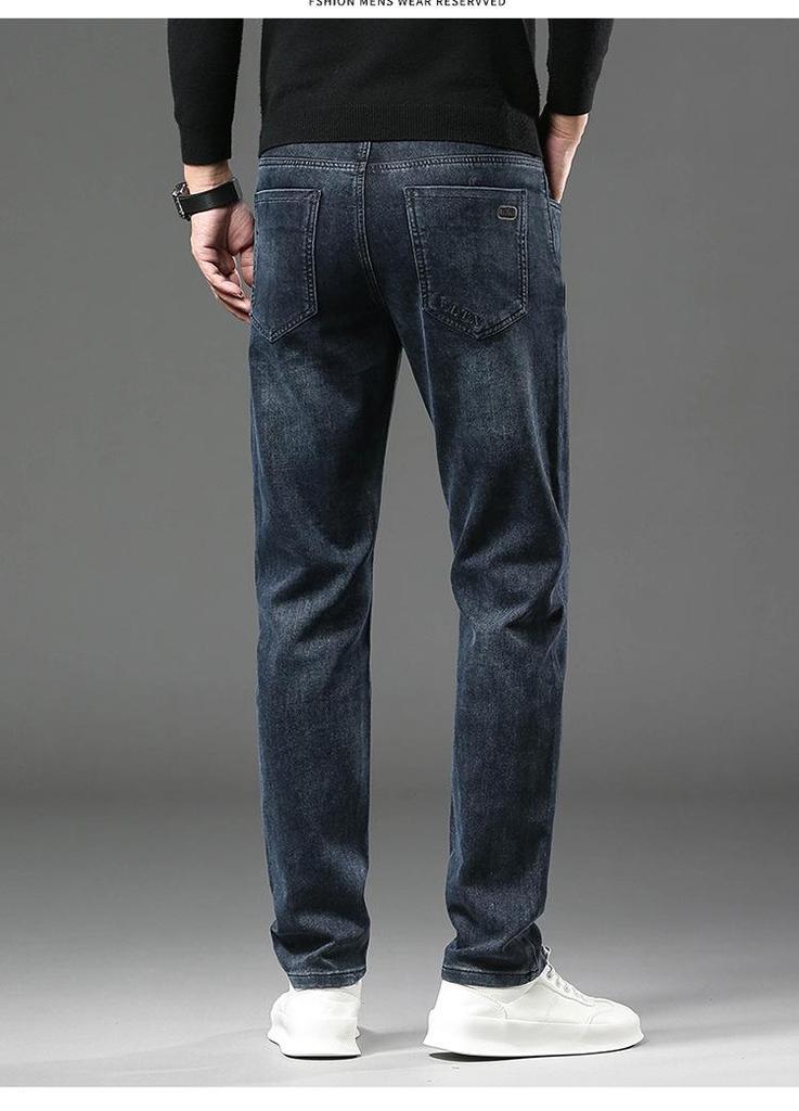 Premium Men's Elastic Straight-Leg Jeans - Trendy Business Casual for Autumn/Winter