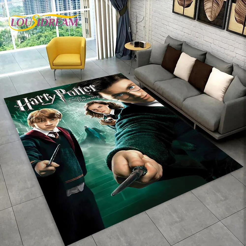 3D P-Potter Magic Academy Movie HD Rug Carpet for Living Room Bedroom Home Decor,Floor Mat Non-slip for Sofa Doormat Gift Kids