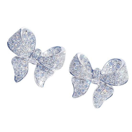 

Женщины полный кубический цирконий инкрустированные бантом серьги-гвоздики ювелирные изделия подарок