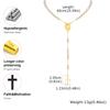 Holy Cross Rosary Virgin Necklaces Y-shaped, Women's Imitation Pearl Beaded Saint Benedict Necklace,Stainless Steel Jewelry Gift