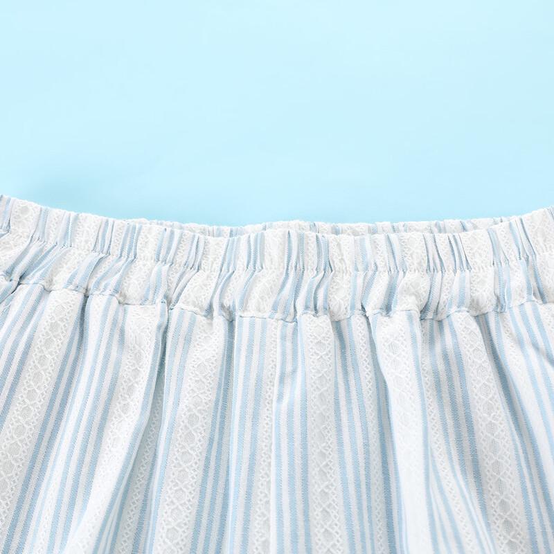 Montagut Girls' Summer Lace Stripe T-shirt & Pants Set