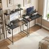 Computer Desk, 80cm Home Office Study Table with Hutch Shelf, Cup Holder, Headphone Hook, Black