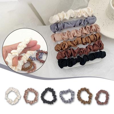 6 Pcs Silk Hair Scrunchies Soft Comfortable Small Silk Scrunchy Skinny Hair Ties