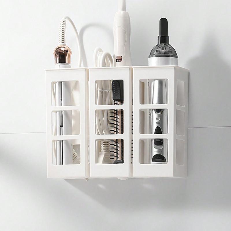1pc Household Rolled Edge Storage Box, No Drilling Required; Barber Tool Manager, Curling Iron Organizer, Hair Styling Tool Holder