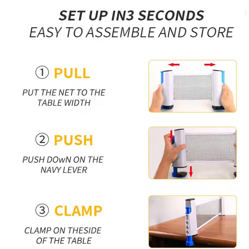 Portable Table Tennis Net Cover Gauge Retractable Table Tennis Set Catcher Rack Adjustable Tools Outdoor Home Sports Clip On NEW