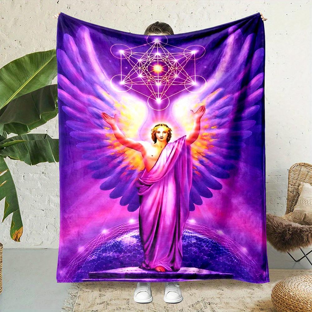 Metatron Print Flannel Throw Blanket Reversible All Season Soft Durable Office Nap Gift 75x100cm