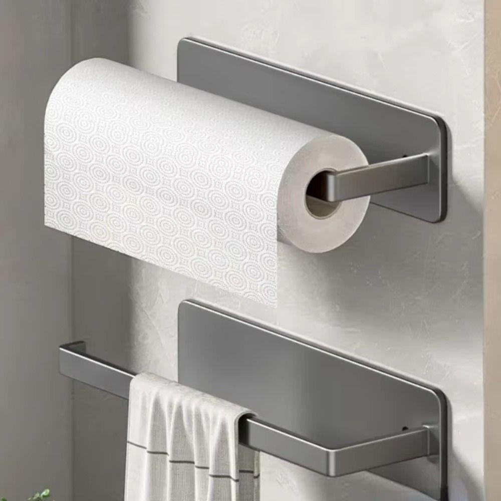 Self-Adhesive Paper Towel Holder Sleek Grey/ Black/ White Roll Paper Holder  Toilet Rolls