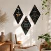 Aesthetic Sun Moon Wooden Wall Decor Dark Style Flower Butterfly Wall Decor Boho Rhomboid Shape Wall Art Sign Bedroom