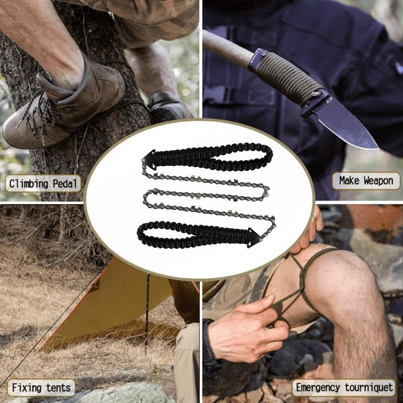 Rope Chain Saw Portable Survival Chain Saw Folding Anti-Slip 11-Tooth Chainsaw For Camping Gardening Outdoor Hiking Survival