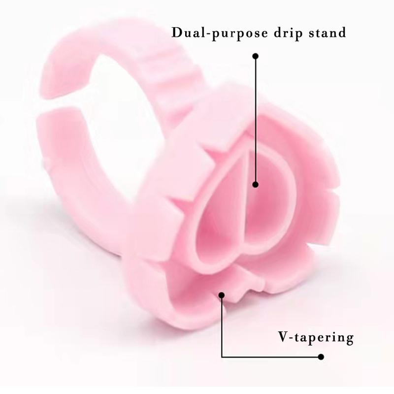 100Pcs Heart Eyelash Extension Glue Ring Holder Grafting Eye Lash Fans Flowering Cup Pigment Container Makeup Beauty Tools