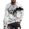 Męskie Koszulki z Graficznym Czaszką Długi Rękaw Szkielet 3D Print Street man t shirt jesień Dekolt Okrągły Casual Y2k Top oversize Męska odzież