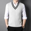 Four Seasons Men's Wool Yarn Knitted Vest Sleeveless Casual V-neck Wool Men's Vest Shirt
