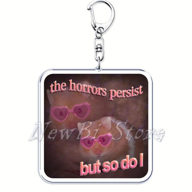 Fun Meme Im Just A Girl Sad Hamster Key Chain Keychains Ring for Accessories Bag Funny Pendant Keyring Jewelry Fans Gifts