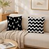 New Black White Geometric Design Pillow Case Double-Sided Plush Sofa Cushion Covers Organic Breathable Invisible Zipper