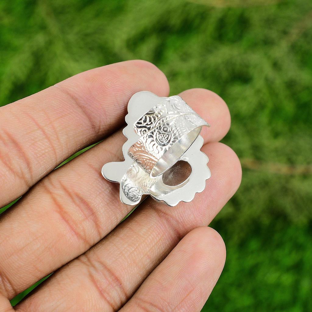 Natural Rutile Quartz Gemstone 925 Silver Multi Stone Adjustable Ring For Women