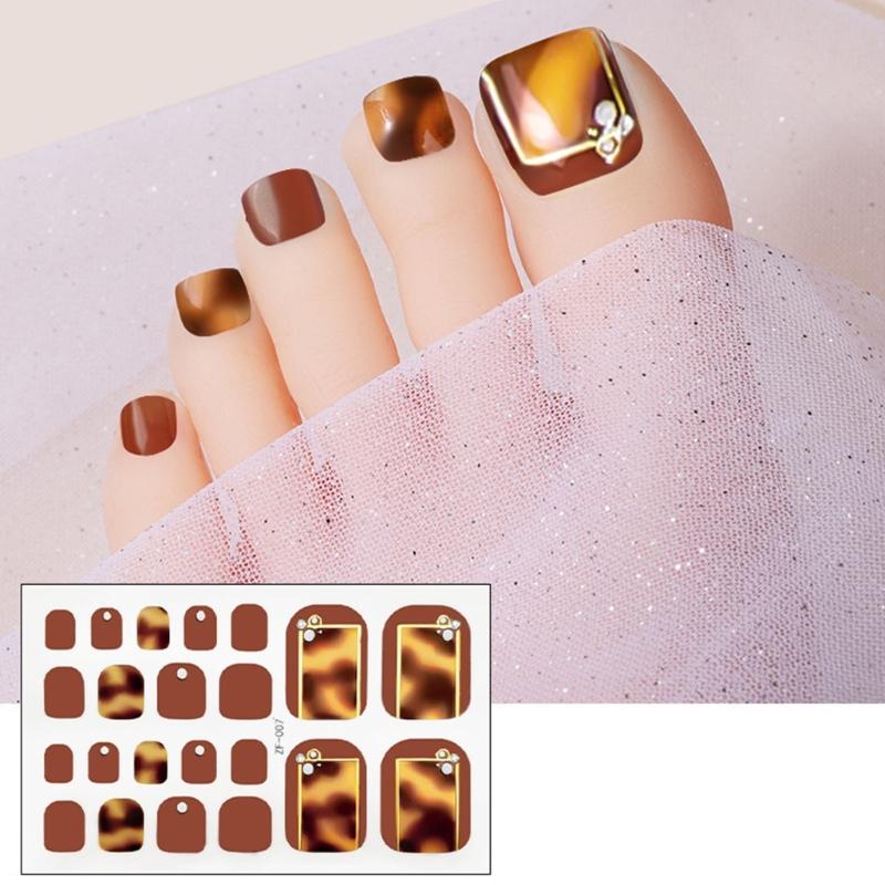 

Toenail Polish Strips Adhesive Toenail Stickers Waterproof Toenail Art Stickers 3D Rhinestones Toenail Wraps for Woman
