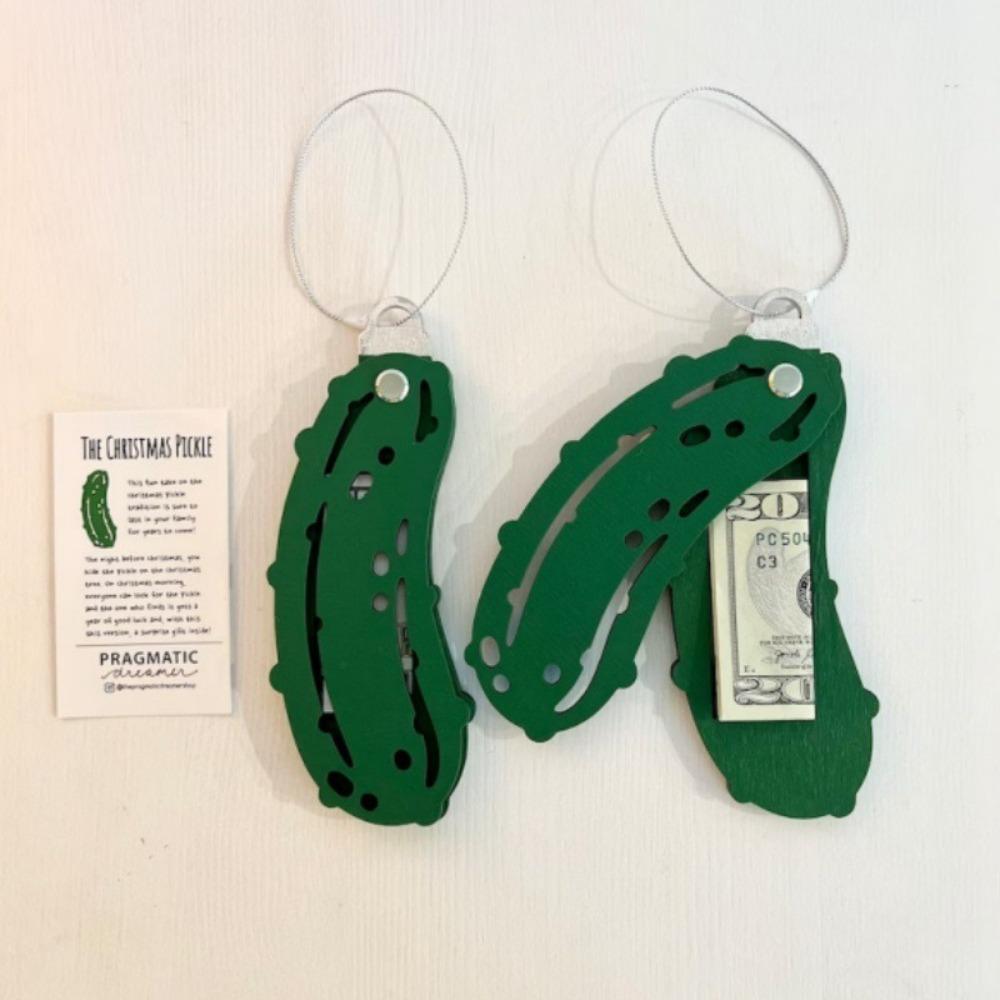 Wooden Pickle Money Holder Unique Christmas Tree Pickle Ornaments  Party Supplies