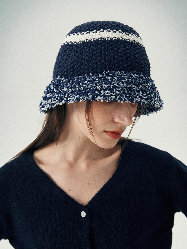 Olinkeompeulliteu Breeze Knit Bucket Hat (Navy)