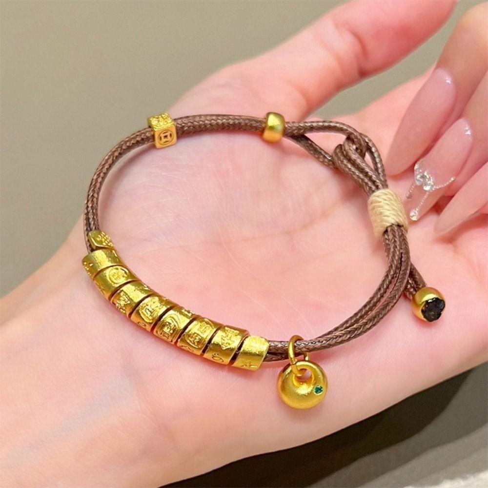 Exquisite Woven Beaded Bracelet Triangle Cheese Metal Bracelet Fashion Weave Hand Rope  Travel