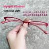 Women Myopia Glasses Ladies Half Frame Anti-blue Light Prescription Glasses Lentes Men Finished Eyewear -0.5 To -6.0 Gafas