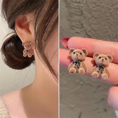 Słodkie Eleganckie Modne Koreańskie Pluszowe Słodkie Małe Niedźwiadki Kolczyki Dla Kobiet Dziewczynek Prezent Biżuteria Hurtowa