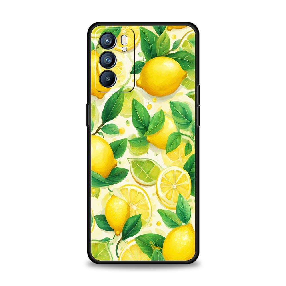 Summer Fresh Fruit Lemon Print Phone Case For Oppo Reno 13 12 11 10 7 F Find X5 X6 A98 A80 A79 A78 A57 A54 A31 A17 Pro Soft TPU