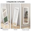 Freestanding LED Mirror, 150 x 50 cm, 3 Colors, Dimmable, Memory, 4 mm Tempered Glass, Clear