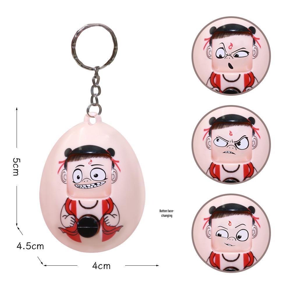 XM Nezha Emoji Face-Changing Magic Boy Toy - Press-to-Change Face Hanging Ornament for New Year Gift