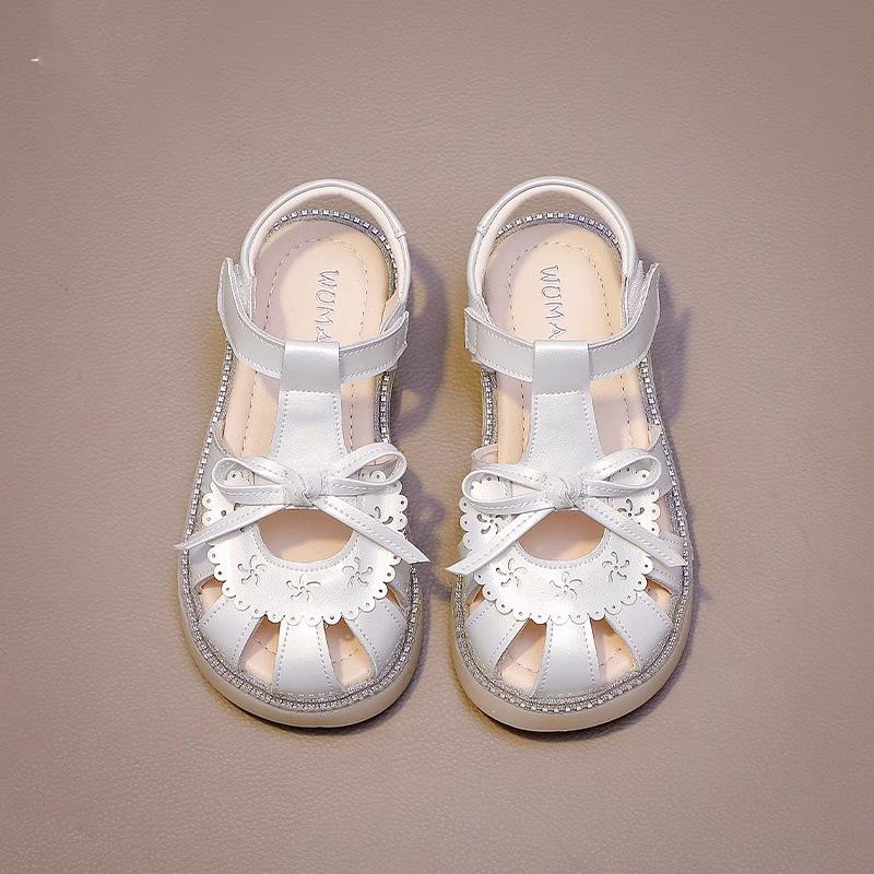 

Girls Closed-Toe Sandals Children s Soft Sole Princess Shoes New Summer Non-Slip Baby Girl Shoes Beach Shoes 23Inner Length15.0cm бежевый