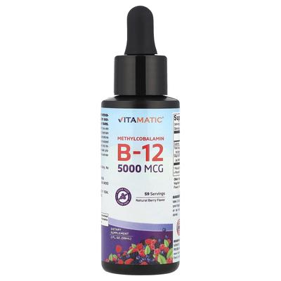 Metylokobalamina B12, naturalna jagoda, 5000 mcg, 2 uncje płynu (59 ml)