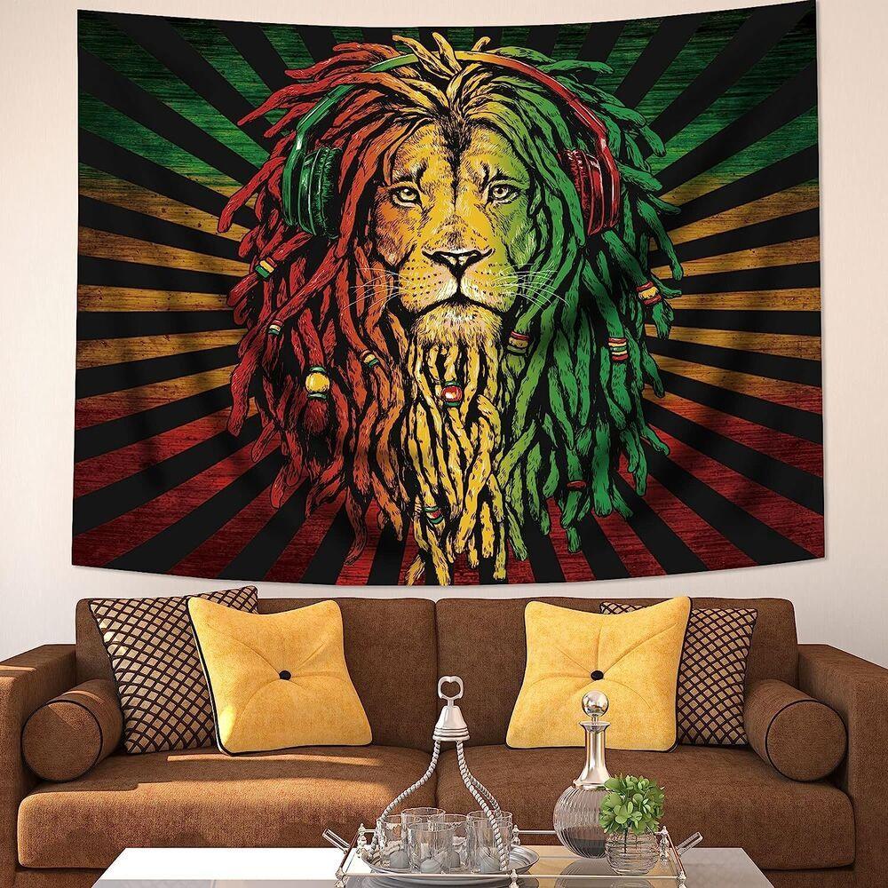 Hippie Rasta Lion Tapestry 75x100 чёрный