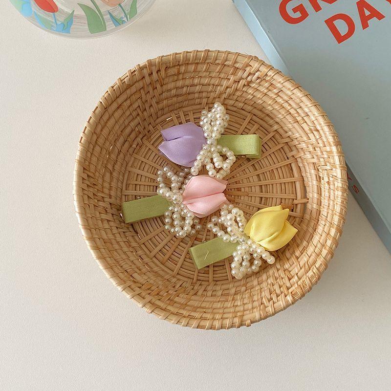 Gentle Diary~ Tulip Pearl Hairpin Fairy Mori Fairy Beauty Premium Sense Niche Bangs Side Headdress Hairpin