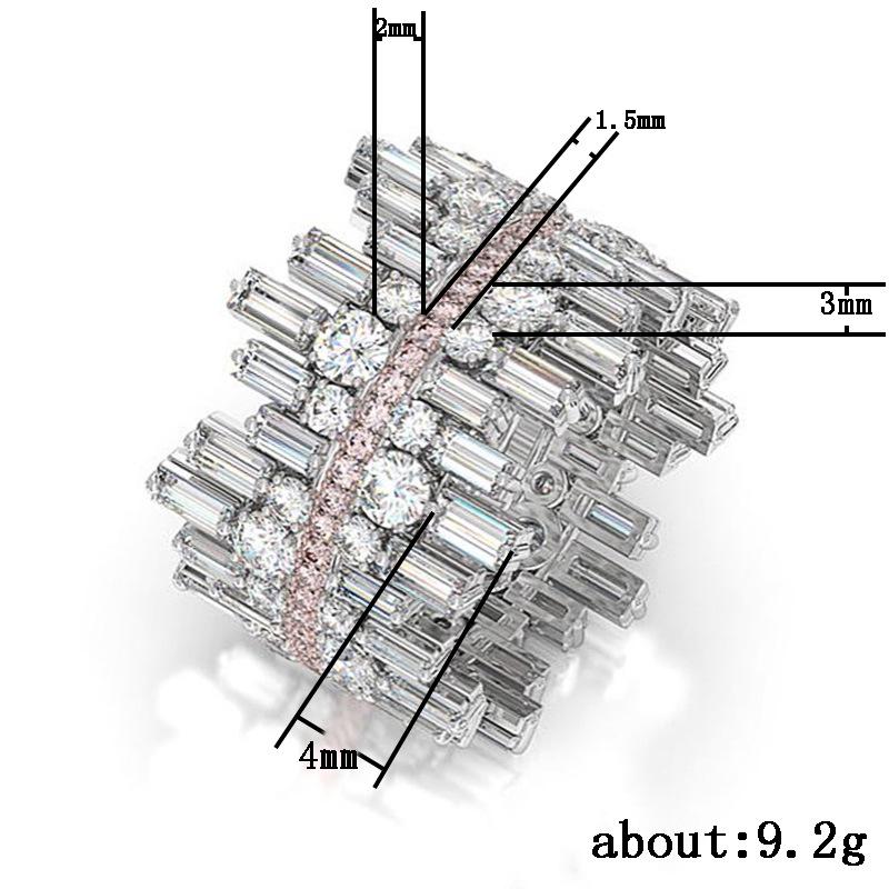 Irregular Slightly Studded Zircon Ring, Luxury Women'S Jewelry Ring.
