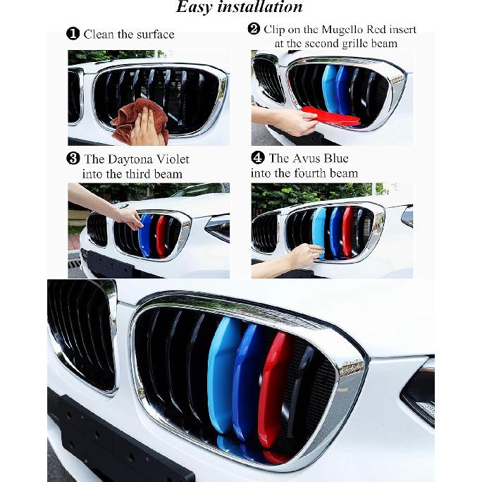 Tricolor Grille ert Trims Compatible with BMW G01 X3 2018- or G02 X4 - (Not fit for X4 M40i) Accessories for 7-Beams Standard Kidney Grille