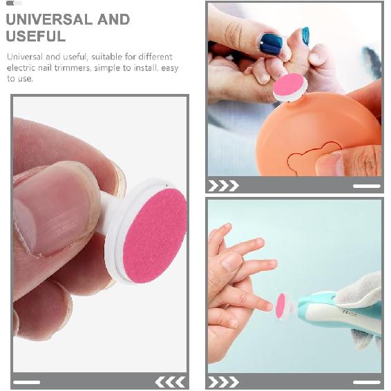 24 Pcs Baby Electric Nail File Replacement Pads - Safe and Easy-to-Use Nail Trimmer Heads for 12+ Months - Red Sandpaper Grinding Heads for Smooth