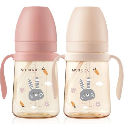 Mother K Basic PPSU Rabbit Straight Straw Cup 2-piece Set 200ml, Blossom, Cream, 1 Set