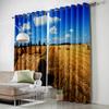 Bauernhof Herbst Blauer Himmel Weiße Wolken Bäume Landhaus Fenster Vorhänge Landschaftliche Vorhänge für Wohnzimmer Dekorative Gegenstände Wohnzimmer