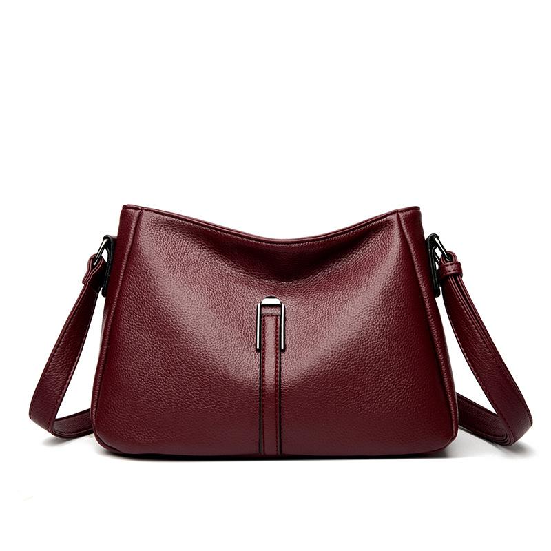 Women's bag new soft leather large-capacity medium mother bag atmospheric shoulder bag fashionable and simple messenger bag