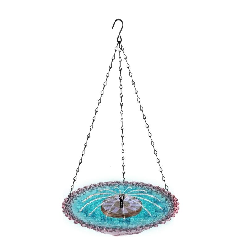 Hanging Outdoor Bird Bath Fountain Solar Powered Fountain Attracts Birds Squirrels  Large Capacity Garden Feeder